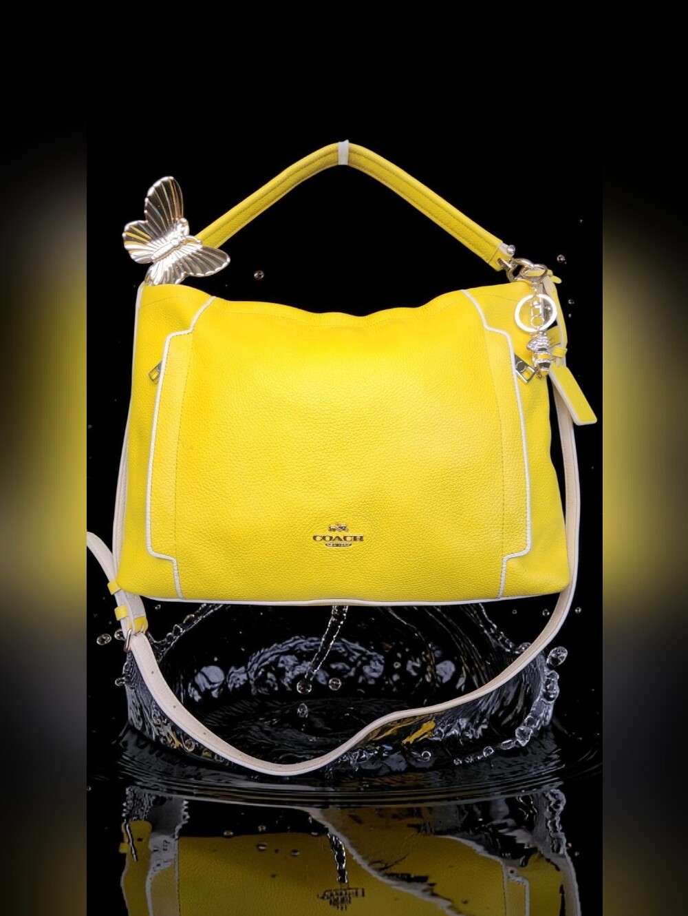 Coach Yellow Pebbled Leather Scout Hobo Bag